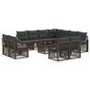 vidaXL Tuinbankenset Verstelbaar 12 pcs Grijs poly rattan