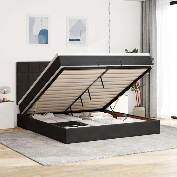 vidaXL Ottoman bed met matrassen en LED's 180x200cm fluweel zwart