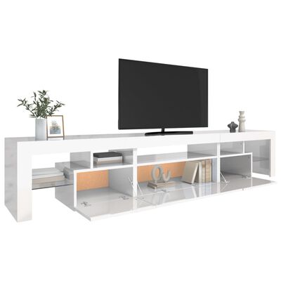 vidaXL Tv-meubel met LED-verlichting 215x36,5x40 cm hoogglans wit
