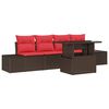 vidaXL Tuin Sofa Set 5 st 4-Aantal zitplaatsen Bruin en Rood
