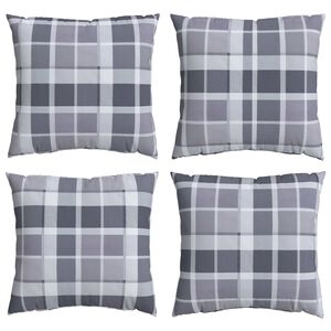 vidaXL Buiten Kussen 4 st Stof Grijs Ruit 50 x 50 cm