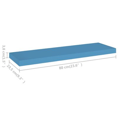 vidaXL Wandschappen zwevend 2 st 80x23,5x3,8 cm MDF blauw
