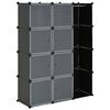 vidaXL Kast met 9 vakken modulair 109x36,5x143 cm zwart en wit