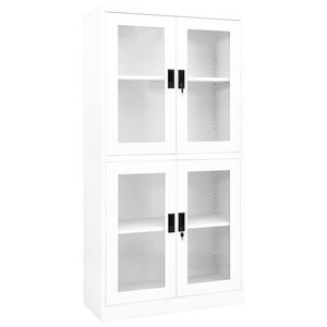 vidaXL Kantoorkast 90x40x180 cm staal en gehard glas wit