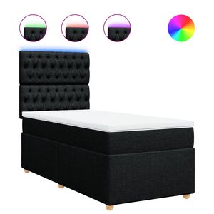 vidaXL Boxspring met matras stof zwart 80x200 cm