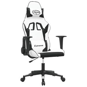 vidaXL Massage gamestoel kunstleer wit en zwart