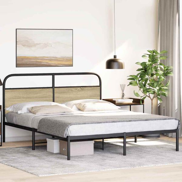 vidaXL Bedframe zonder matras bewerkt hout sonoma eikenkleur 160x200cm