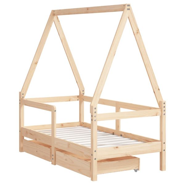 vidaXL Kinderbedframe met lades 70x140 cm massief grenenhout