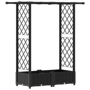 vidaXL Verhoogd Bed met Trellis en Dak Zwart 122,5 x 40 x 121 cm PP