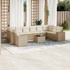 vidaXL 11-delige Tuinset met kussens poly rattan beige