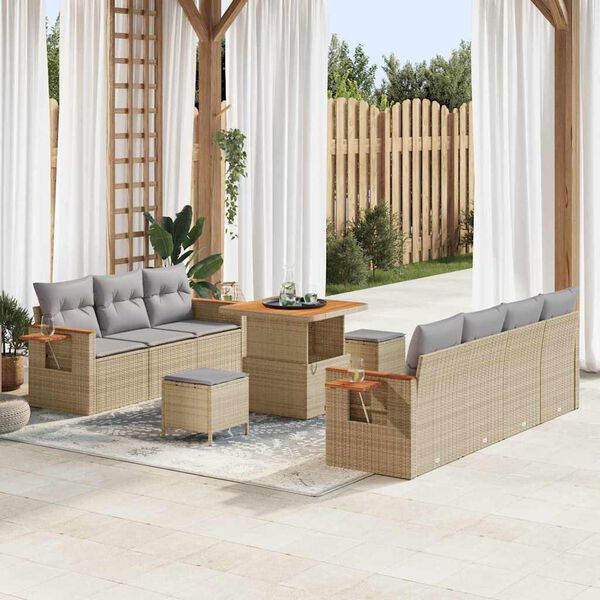vidaXL Tuinbankenset 13 pcs Beige en Licht Grijs poly rattan