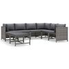 vidaXL 8-delige Loungeset met kussens poly rattan grijs