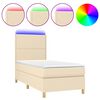 vidaXL Boxspring met matras en LED stof cr&egrave;mekleurig 100x200 cm