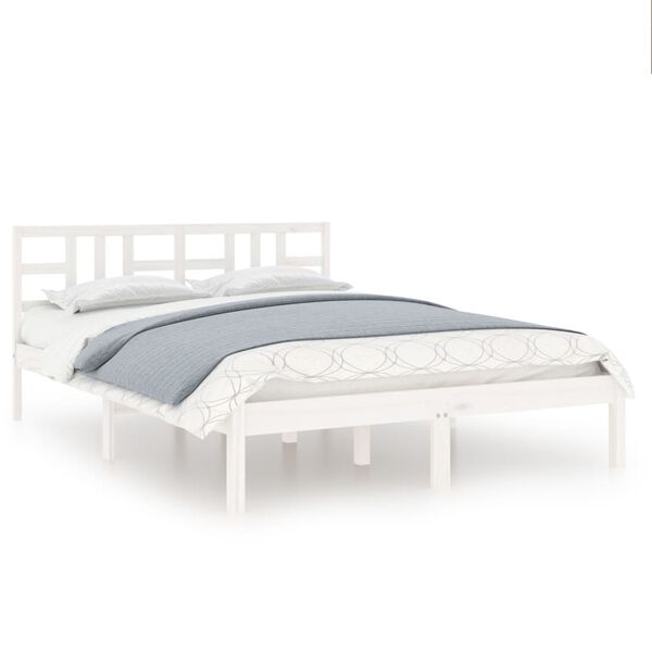 vidaXL Bedframe massief hout wit 120x190 cm