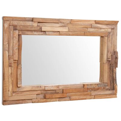 vidaXL Decoratieve spiegel rechthoekig 90x60 cm teakhout