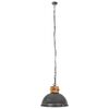 vidaXL Hanglamp industrieel rond E27 32 cm massief mangohout grijs