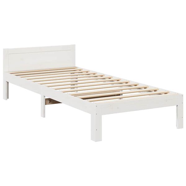 vidaXL Bedframe zonder matras massief grenenhout wit 90x200 cm