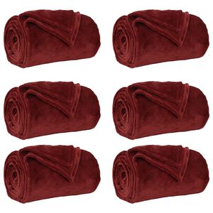 vidaXL Kleden 6 st Bordeaux Rood 130 x 150 cm 3.04 kg Fleece