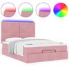 vidaXL Ottoman bed met matrassen en LED's 140x200cm fluweel roze