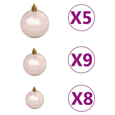 vidaXL Kunstkerstboom met verlichting en kerstballen 120 cm PVC wit