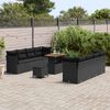 vidaXL Tuin Sofa Set met kussen 11 pcs Zwart poly rattan