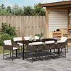 vidaXL Tuin eettafelset met kussen 9 pcs Bruin poly rattan