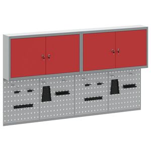 vidaXL Gereedschapskast set met plank 6 st Rood Gepoedercoat staal