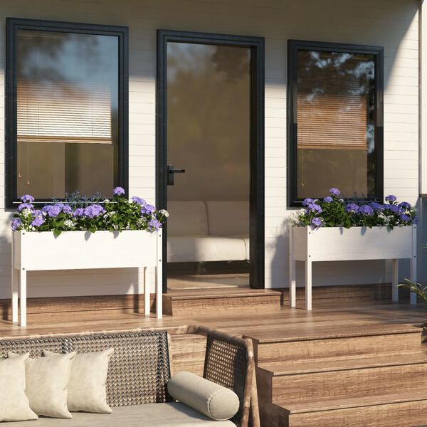 vidaXL Plantenbakken 2 st 110x31x70 cm massief grenenhout wit