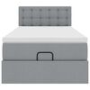 vidaXL Bed poef met matras en LED's 90x200 cm stof lichtgrijs