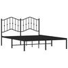 vidaXL Bedframe met hoofdbord metaal zwart 150x200 cm