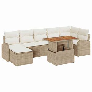 vidaXL Tuin Sofa Set met kussen 8 pcs beige en cr&egrave;mekleurig