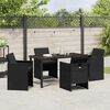 vidaXL Tuin eettafelset met kussen 5 pcs Zwart poly rattan