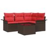 vidaXL Tuin Sofa Set met kussen 5 pcs Bruin poly rattan