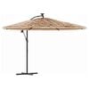 vidaXL Parasol met LED's en stalen paal 269x269x235 cm bruin