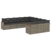 vidaXL 11-delige Loungeset met kussens poly rattan grijs