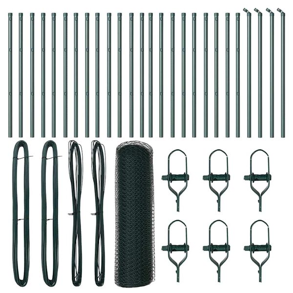 vidaXL Afrasteringspaal Groen 50 x 0,8 m (25 mm gaas) Staal en PVC