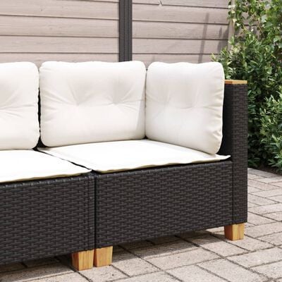 vidaXL Tuinhoekbank met kussens poly rattan grijs