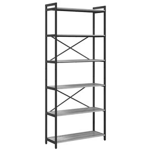 vidaXL Boekenkast 80 x 30 x 189,5 cm Bewerkt hout Grijs sonoma