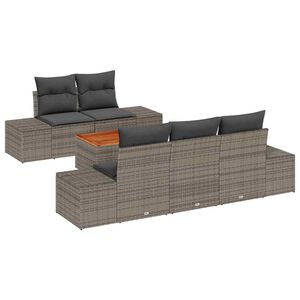 vidaXL Tuinbankenset met kussen 6 pcs Grijs poly rattan