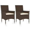 vidaXL Tuinstoelen 2 st met kussens poly rattan bruin