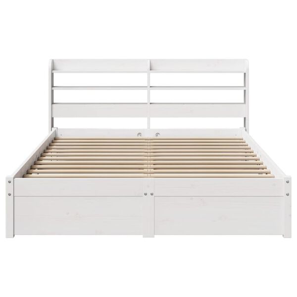 vidaXL Bedframe met hoofdbord massief grenenhout wit 120x190 cm
