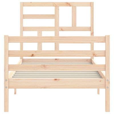 vidaXL Bedframe met hoofdbord massief hout 90x200 cm