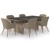 vidaXL 7-delige Tuinset poly rattan bruin