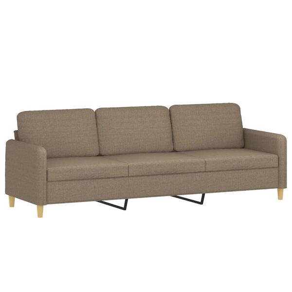vidaXL Driezitsbank met kussens 210 cm stof taupe