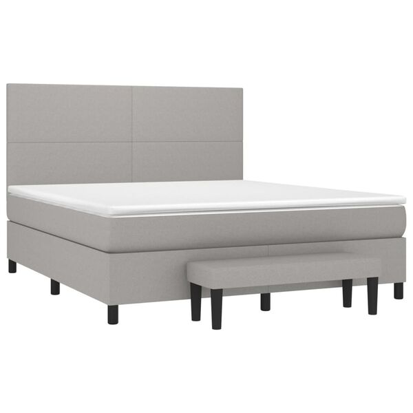 vidaXL Boxspring met matras stof lichtgrijs 160x200 cm