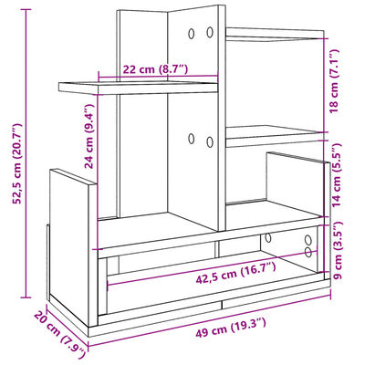 vidaXL Bureau organiser 49x20x52,5 cm bewerkt hout betongrijs