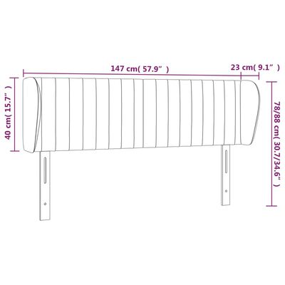 vidaXL Hoofdbord met randen 147x23x78/88 cm stof zwart