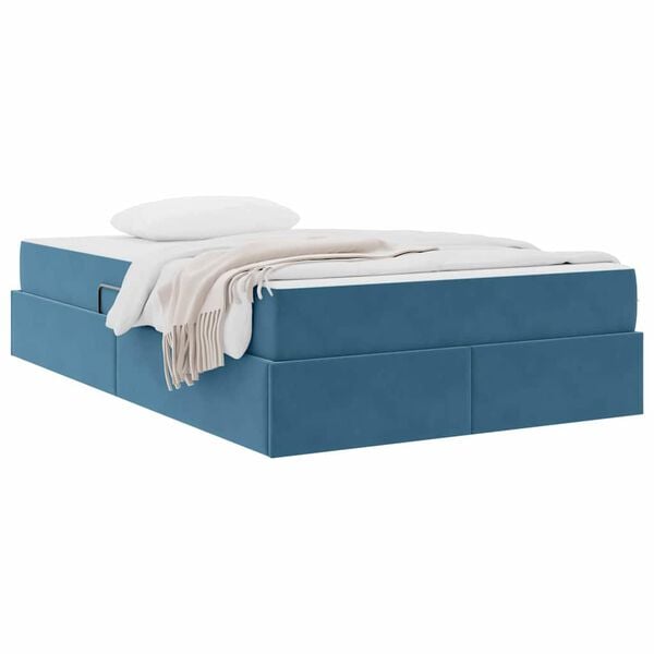 vidaXL Opbergbed met matras Donkerblauw 120 x 200 cm Fluweel