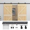 vidaXL Schuifdeur 2 st 80 x 210 cm Massief grenenhout Naturel en Zwart