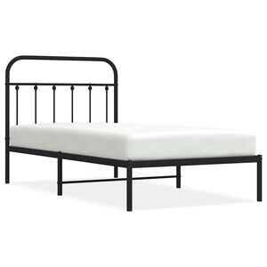 vidaXL Bedframe met hoofdbord metaal zwart 100x190 cm